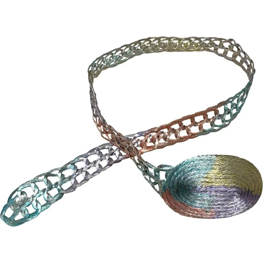 Vintage Stelios Paraskevas Handwoven Braided Copper‎ Oval Buckle Belt